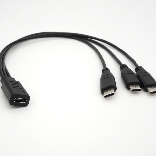 USB C Power Cable 1 Female Plug to 3 Male Plug Type C Convert Wire Type C Cord Splitter for Phone Tablet Camera Toy Charge Cable