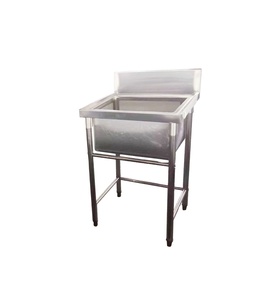 อ่างล้างจานสแตนเลสสำหรับงานจัดเลี้ยงเชิงพาณิชย์ ขนาด 60*60*90 ซม. แบบอ่างเดี่ยว ผิวขัดเงา เคลือบสีฝุ่นเกรดอาหาร พร้อมร่องระบายน้ำ - Product Image 6