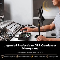 Carte son tout-en-un Maono avec microphone à condensateur XLR pour enregistrement en studio, streaming YouTube, cartes son 48V
