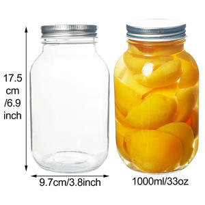 1000ml büyük kapasiteli Mason cam kavanoz şeftali reçel turşu sebze BİBER SOSU mutfak mühürlü cam şişe - Product Image 2