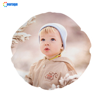 Housse de coussin ronde 40*40cm, décoration de voiture, sublimation, fermeture éclair, logo personnalisé, tissu satin blanc