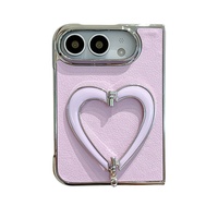 Étui de protection pliable en cuir de mouton mat en forme de cœur pour iPhone Duo et Apple Duo