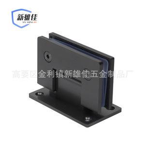 304 Stainless Steel 90 Degree Single Side Glass Door <b>Clip</b> Wall Mount Rectangle Brushed Matte Black Shower Room Hinge - Product Image 3