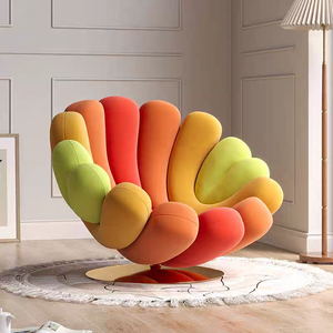 Designer Ideas Chaise longue pour salon Tissu Pétales colorés Base ronde Chaise de salon Fauteuil - Product Image 2