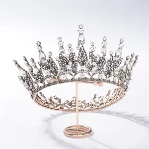 Crystal Round Bridal Tiaras Crowns Pageant Prom Diadem Rhinestone Headband Wedding Hair Accessories