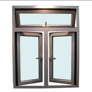 Hotian最新设计定制尺寸隔音双层玻璃铝型材摇摆窗