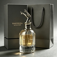 Flacon de parfum de luxe en verre avec capuchon sculpté en métal unique, flacon de parfum vide, sérigraphie, marquage à chaud, emballage personnalisé