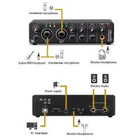 Tarjeta de Sonido USB XTUGA M22D Pro de Metal para Estudio, Interfaz de Grabación con Cancelación de Ruido para Estudio, Transmisión en Vivo, Computadora/Teléfono