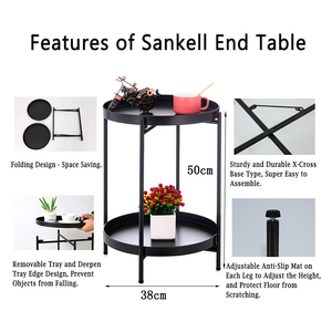 2-stufiger runder Metall-Beistell tisch Abnehmbares Tablett Nachttisch Kreis Couch tisch Innen-/Außen sofa Beistell tisch - Product Image 3