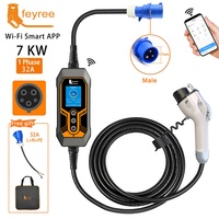 Chargeur EV portable réglable 7KW 32A Type 1 avec câbles de prise CEE 3 broches J1772