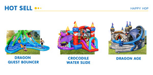 Happyhop 9517 bơm hơi khổng lồ cá sấu trượt nước với hồ bơi và pháo di động lâu đài để bán - Product Image 3