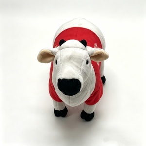 Peluche de vaca personalizado, peluche de vaca blanca, peluche de animal de granja, lindo peluche de vaca, peluche de vaca con camiseta roja - Product Image 4