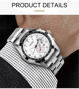 Montre à quartz POEDAGAR Montres pour hommes Marque haut de gamme Luxe Acier inoxydable Étanche Lumineux Date Affaires Poignet pour homme - Product Image 4