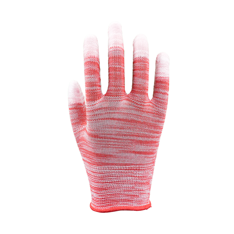 13 Gauge Polyester Pu Anti-Static Non Slip Finger Nylon Labor Knitted Finger Coated Gloves