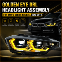 Faros Delanteros LED con Diseño OSS de Ojos Dorados para BMW Serie 3 F30 F35 2013-2019, Proyector de Lente Láser Dual Directo, Conjunto de Faros DRL