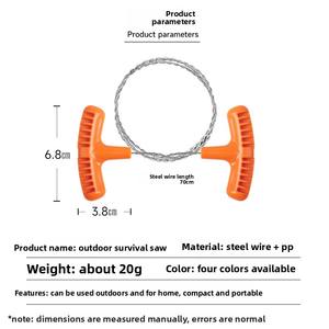 Sierra de mano portátil <span class=keywords><strong>para</strong></span> exteriores con cadena de alambre, sierra de cuerda hecha a mano, sierra de madera con mango en T, herramienta de supervivencia integral <span class=keywords><strong>para</strong></span> camping - Product Image 2
