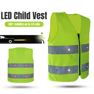 China Factory Customized Logo Double Warning Waterproof Green Kid Reflective Vest Polyester Children Safety Vest