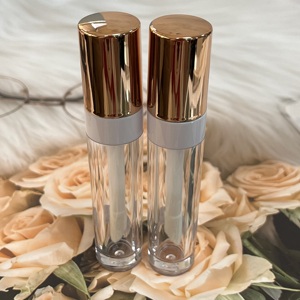 Tube de gloss à lèvres transparent avec bouchon à vis doré, emballage cosmétique PETG, diamètre 22,6 mm - Product Image 6