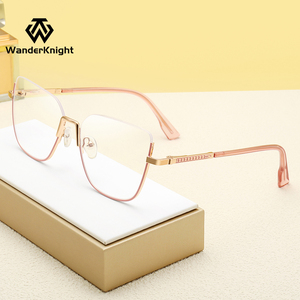 Gafas de Moda 2025, Gafas de Metal con Logotipo Personalizado de Lujo, Montura Óptica Semimontura, Gafas con Bloqueo de Luz Azul, Monturas Ópticas - Product Image 6