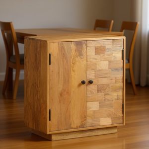 Credenza Rettangolare in Legno di Mango Massiccio, Finitura Naturale, Design Rustico Moderno, Mobile per Sala da Pranzo - Product Image 2