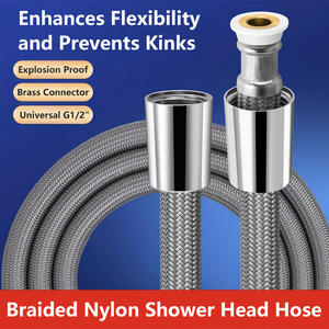 シャワーヘッドホース強力な<span class=keywords><strong>3</strong></span>倍密度編組ナイロンアンチリーク1.5M2M防爆ソリッドブラスインサートナットシャワーヘッドホース - Product Image 4