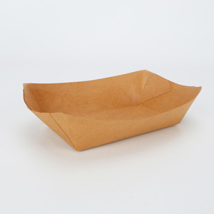Bán buôn không thấm nước giấy kraft takeout hộp thực phẩm các tông snack gà <span class=keywords><strong>Nugget</strong></span> thuyền hình dạng khay cho khoai tây chiên giấy tráng - Product Image 2