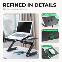 Table de travail ventilée réglable en hauteur pour ordinateur portable, plateau de bureau pliable pour la maison et le bureau (vente en gros)