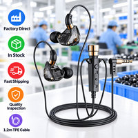 Écouteurs intra-auriculaires filaires 3,5 mm avec transducteur dynamique 11 mm, son stéréo HiFi, microphone intégré, contrôle du volume coulissant, câble TPE de 1,2 m
