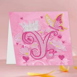 Carte de peinture au diamant DIY, série alphabet, 26 lettres avec enveloppe, cadeaux pour garçons et filles - Product Image 2