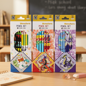 Set de Lápices Pokemoned, 8 Piezas, 12 Cajas, Grafito Coreano para Niños, Anime Escolar, Venta al Por Mayor, Modelo AB0178 - Product Image 3