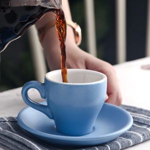 Juego <span class=keywords><strong>de</strong></span> platillos <span class=keywords><strong>de</strong></span> <span class=keywords><strong>Taza</strong></span> <span class=keywords><strong>de</strong></span> cerámica para espresso italiano, 80ml <span class=keywords><strong>Mini</strong></span> negra <span class=keywords><strong>de</strong></span> <span class=keywords><strong>taza</strong></span> <span class=keywords><strong>de</strong></span> café, textura esmerilada, Demitasse Tasse Tazas Copo Brief Candy - Product Image 3