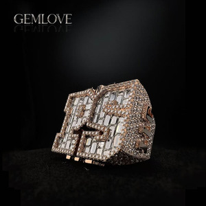 GEMLOVE Champion Ring, Custom Lettering, Full Diamond, Hip Hop Men's Party Jewelry - Product Image 5