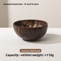 Bol artisanal durable en coque de noix de coco, authentique, naturel, non enduit, biodégradable, poli à la main, compatible végétalien, pour desserts et yaourts