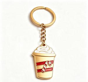 Enamel Coffee Cup Metal Key Chain Holiday Drink <b>Keyring</b> decorative bag <b>charm</b> gift accessory - Product Image 1