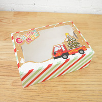 Boîte d'impression pliante fête de noël cookie biscuit bonbons chocolat carton emballage boîtes en papier avec fenêtre en PVC