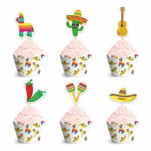 Fiesta Party Supplies Banner Plates Cups Napkins Mexican Theme Cinco De Mayo Disposable Paper Tableware Set - Product Image 3