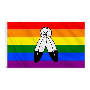 Bandera Espiritual OEM de Dos Plumas 3x5 pies, Poliéster Personalizado, Venta al por Mayor de Fábrica, Impresión Digital, Eventos del Día Nacional - Product Image 1