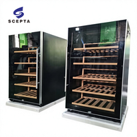 Armoire à vin verticale à économie d'énergie, cadre en acier inoxydable, réfrigérateur à vin, armoire de stockage de vin à humidité contrôlée