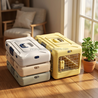 Cage de transport pliable et écologique pour animaux de compagnie, à quatre roues, double porte, respirante, en plastique, portable, pour chat et chien