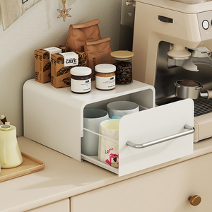 Mini Estante Apilable <span class=keywords><strong>para</strong></span> <span class=keywords><strong>Tazas</strong></span> Blanco con Cajón Extraíble, Soporte <span class=keywords><strong>para</strong></span> <span class=keywords><strong>Tazas</strong></span> <span class=keywords><strong>para</strong></span> Gabinete de Cocina, Ahorro de Espacio, Duradero, Comercial, Compra a Granel, Directo de Fábrica - Product Image 4