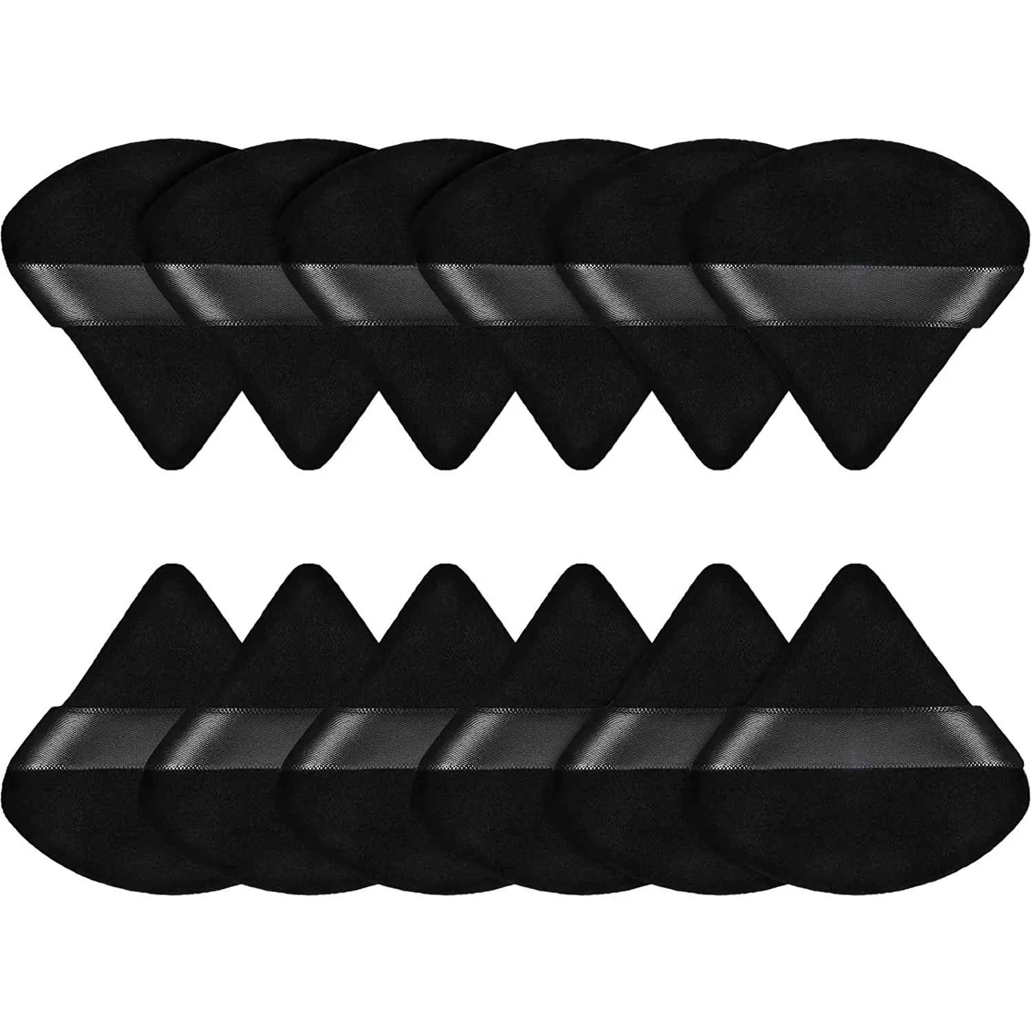 Özel Logo ıslak kuru siyah yumuşak üçgen kozmetik puf saf pamuk makyaj yüz pudra puf