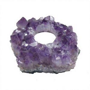 Best Quality Natural Amethyst <b>Crystal</b> <b>Cluster</b> Candle Holder Hand Carved Gemstone Plate Irregular Shape for Home Decor Gift - Product Image 3