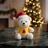 Mini porte-clés en peluche ours en peluche de Noël, breloque de sac personnalisable avec logo, vente en gros, cadeau de Noël, petit pendentif en peluche