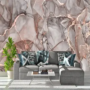 Papel tapiz 3d de mármol para dormitorio, mural moderno de lujo rosa