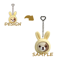 Porte-clés en peluche personnalisé avec design brodé, peluche super douce, doublure en nylon maillé