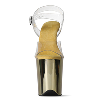 Chaussures de danse exotiques en PVC électroplaqué, talon haut de 20 cm, bout ouvert transparent, semelle surélevée, chaussures de scène, logo personnalisé, vente en gros