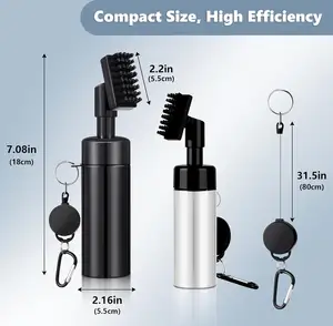 Golf Club Cleaner Brush Retractable Cord Thickened Cleaning Towel And Water Brush With 5 Oz Bottle Golf Cleaning Kit