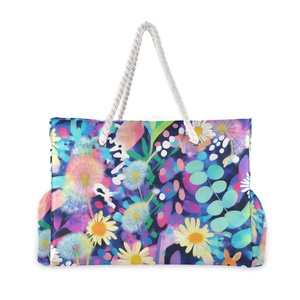กระเป๋าสะพายไหล่กันน้ำลายดอกไม้สไตล์ศิลปินออสเตรเลีย พิมพ์ลายตามสั่ง ขนาดใหญ่พิเศษ สำหรับผู้หญิง พร้อมหูหิ้วเชือก เหมาะสำหรับไปเที่ยวทะเล - Product Image 2