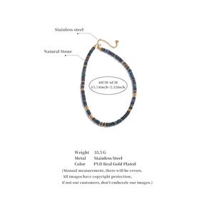 Collar Redondo Plano de Piedra Natural, Cadena de Acero Inoxidable Impermeable, Venta al por Mayor, Cristal Curativo, Personalizable - Product Image 6