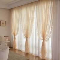 Voilages Jacquard en Dentelle pour Fenêtre Plafond, Fixation Murale, Translucides, pour Salon, Chambre, Balcon, Style Champêtre Américain
